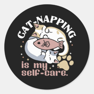 Cat-Napping är min självbetjäning Cute Cat-offert Runt Klistermärke