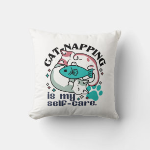 Cat-Napping är min självbetjäning: Cute Sömnig kat Kudde