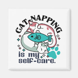 Cat-Napping är min självbetjäning: Cute Sömnig kat Magnet