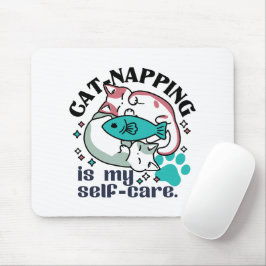 Cat-Napping är min självbetjäning: Cute Sömnig kat Musmatta