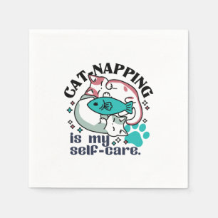 Cat-Napping är min självbetjäning: Cute Sömnig kat Pappersservett