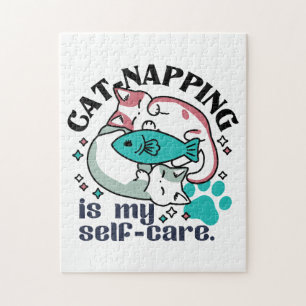 Cat-Napping är min självbetjäning: Cute Sömnig kat Pussel