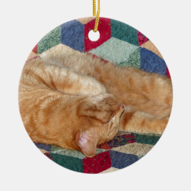 Cat Napping Julgransprydnad Keramik (Framsidan)