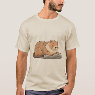 Cat Napping on Capybara – Cute Sticker. T Shirt