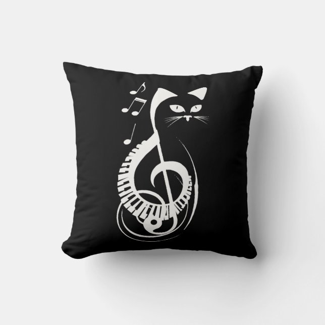 Cat Nature Animal Music Piano Fläkt Kudde (Framsida)