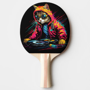 Cat Neon DJ med hörlurar Pingisracket
