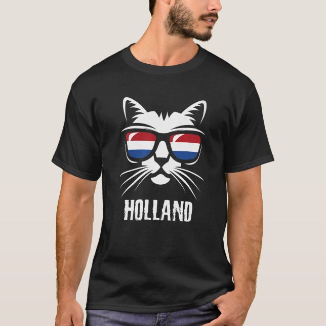 Cat Netherlands Roots Dutch Holland Flagga T Shirt (Framsida)