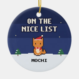 Cat Nice List Personalized Pixel Art Ornament