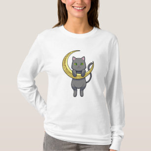 Cat Night Måne T Shirt