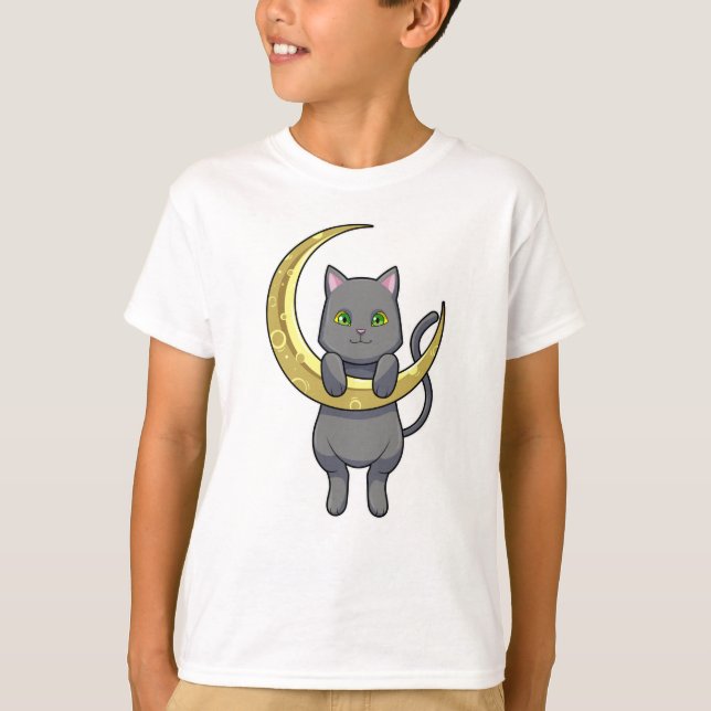 Cat Night Måne T Shirt (Framsida)