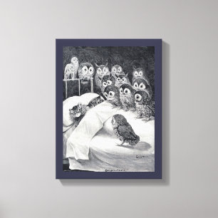 Cat Nightmare Uggla Bird, Louis Wain Canvastryck