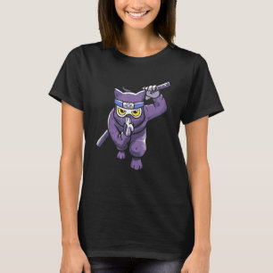 Cat Ninja Japan Kitsune Stil Japanska Samurai Swo T Shirt