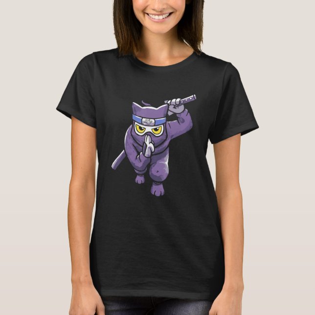 Cat Ninja Japan Kitsune Stil Japanska Samurai Swo T Shirt (Framsida)