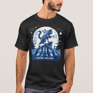 Cat Ninja Japanska Samurai Cat Kawaii Måne Anime T Shirt