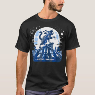 Cat Ninja Japanska Samurai Cat Kawaii Måne Anime T T Shirt