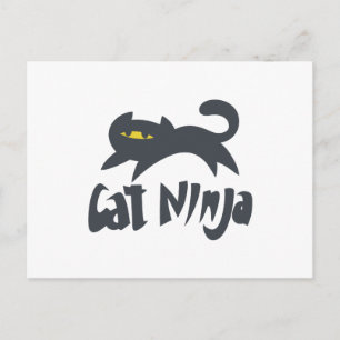Cat ninja - välj bakgrund färg vykort