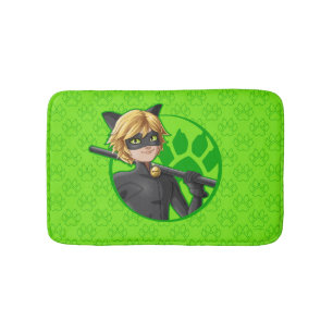 Cat Noir Grönt Badge Badrumsmatta