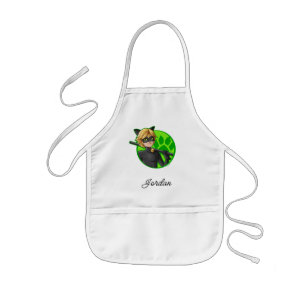 Cat Noir Grönt Badge Barnförkläde