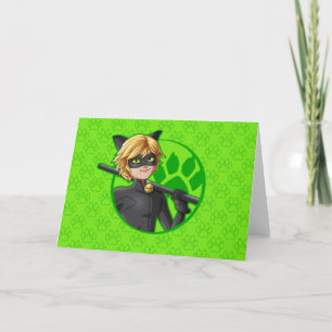 Cat Noir Grönt Badge Kort