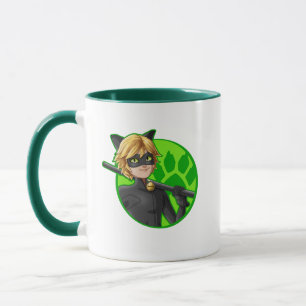 Cat Noir Grönt Badge Mugg