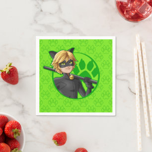 Cat Noir Grönt Badge Pappersservett