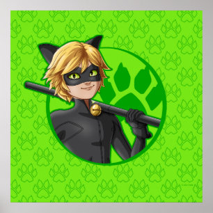 Cat Noir Grönt Badge Poster
