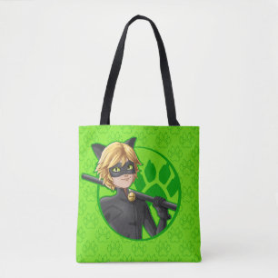 Cat Noir Grönt Badge Tygkasse