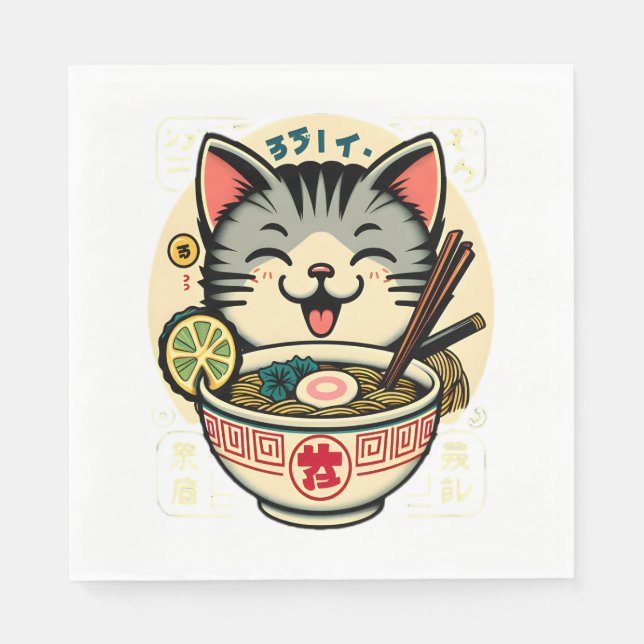 Cat Noodle jape Anime ga Kawaii Cat Pappersservett (Framsidan)