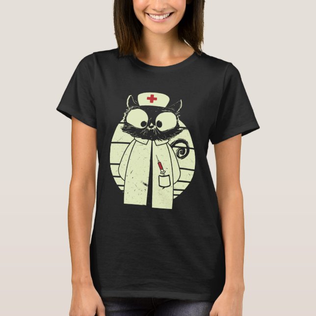 Cat Nurse Cat Caregiver Disguise T Shirt (Framsida)