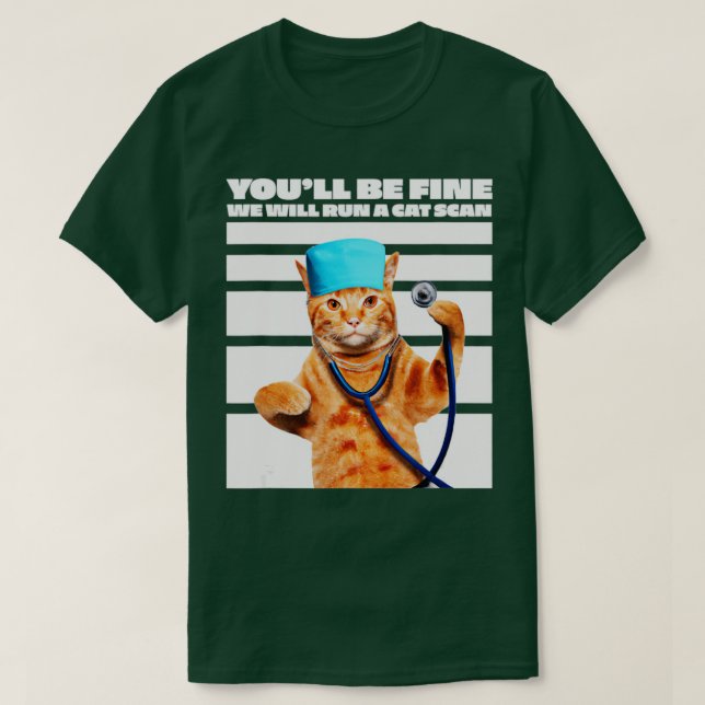 Cat Nurse Vi kommer att Springa en matsskanningsjo T Shirt (Design framsida)