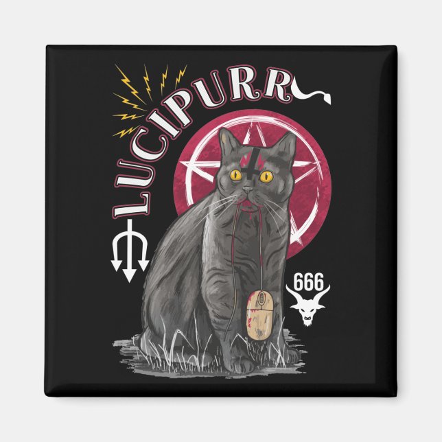 Cat Occult Kitten Gothic Animal Satan Magnet (Framsidan)