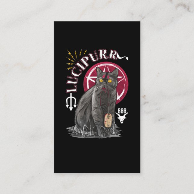 Cat Occult Kitten Gothic Animal Satan Visitkort (Framsida)
