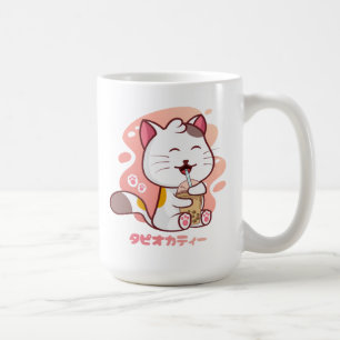 Cat och Boba Mjölk Tea Anime Kawaii-kaffe Mugg