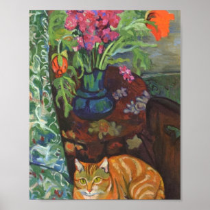 Cat och Bouquet Suzanne Valadon Poster