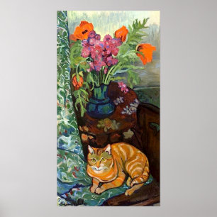 Cat och Bouquet, Suzanne Valadon Poster
