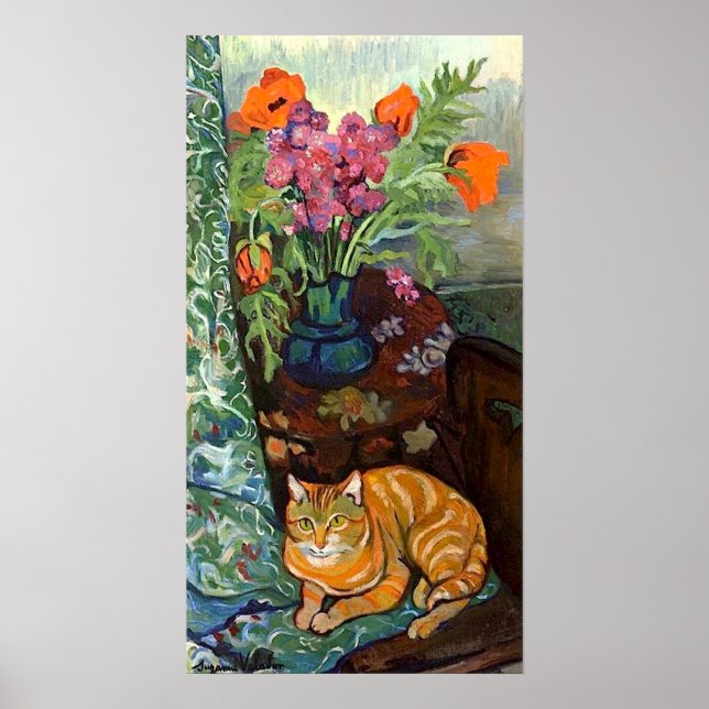 Cat och Bouquet, Suzanne Valadon Poster (Framsidan)