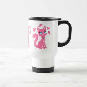 Cat och Butterflies Commuter Rosa Mugg