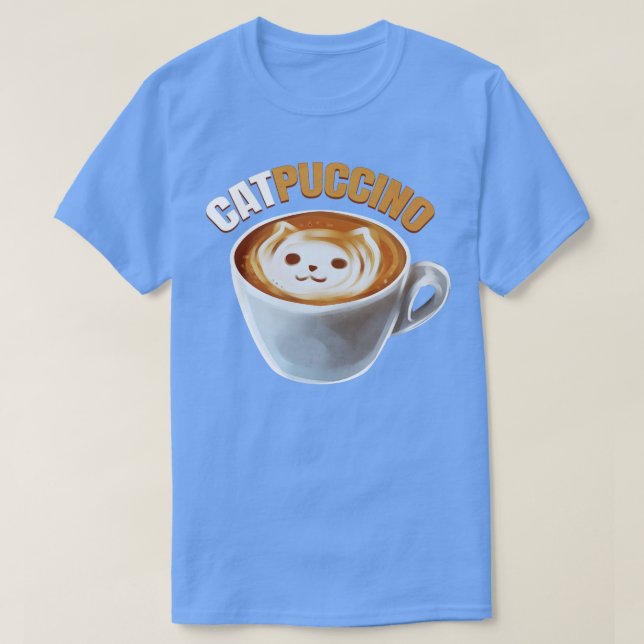 Cat och Cappucino gör katpuccino i Kopp på Pur T Shirt (Design framsida)