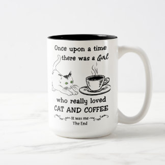 CAT OCH COFFEE GIFT, Cute Cat Gift Två-Tonad Mugg