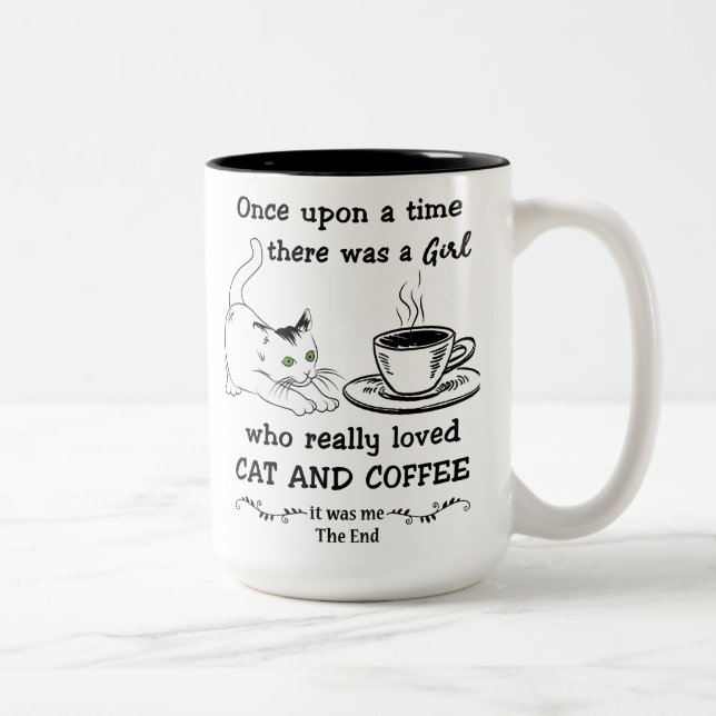 CAT OCH COFFEE GIFT, Cute Cat Gift Två-Tonad Mugg (Höger)