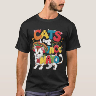 Cat och Fiesta Cinco de Mayo Mexiko T Shirt