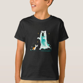 Cat och Ghost - Cute Halloween T Shirt