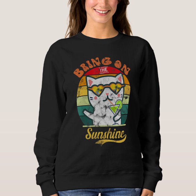 Cat och Margarita Retro Stil för solskenet T Shirt (Framsida)