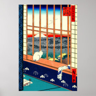 Cat och Mount Fuji 1857 Poster