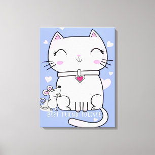 Cat och Mouse Best Friends, LUNT Kitten Gift Canvastryck