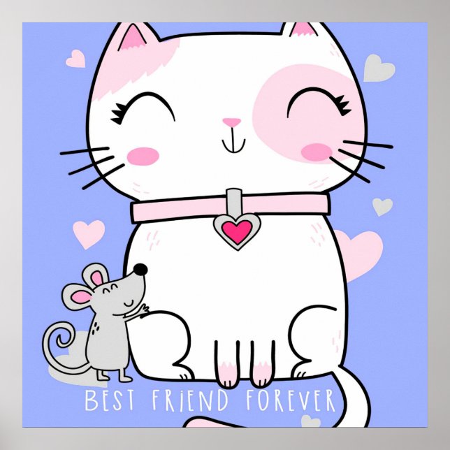 Cat och Mouse Best Friends, LUNT Kitten Gift Poster (Framsidan)
