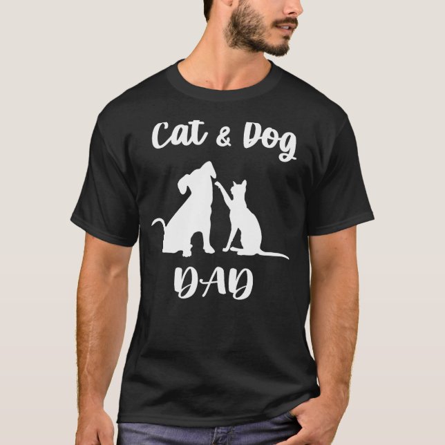 Cat och Pappa Shirt Pets Animals Älskare Puppy för T (Framsida)