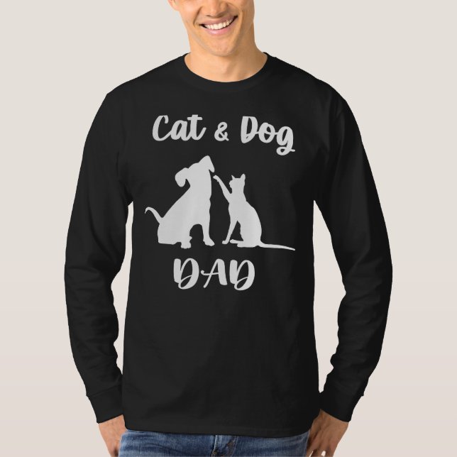 Cat och Pappa Shirt Pets Animals Älskare Puppy för T (Framsida)