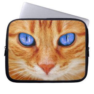 Cat Öga Ansikte Tiger mackerel röd katt Laptop Fodral