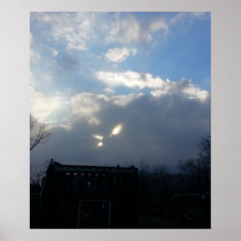 Cat Öga Fluffy Clouds Poster